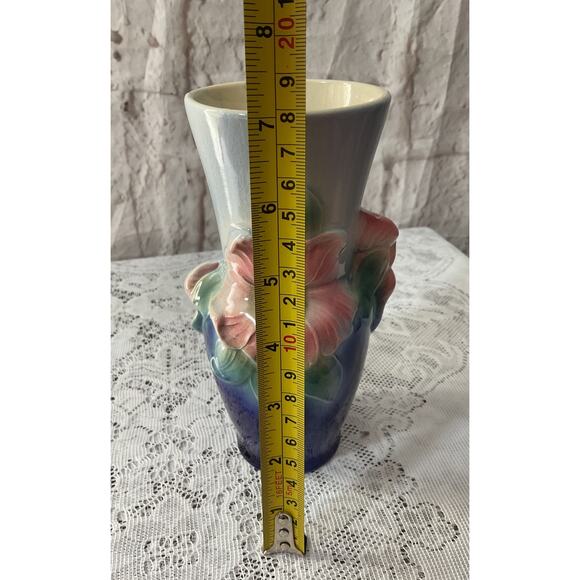 Beautiful Vintage Royal Copley Vase Cobalt Pink Green Marked - Picture 4 of 7